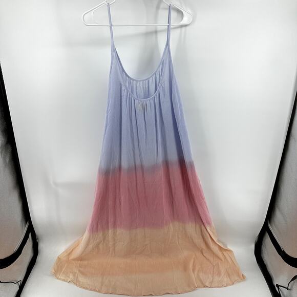 9seed Tulum Dress Maxi Low Back Scoop Neck Cami Cover Up Ombre Crystal OS - Picture 5 of 5